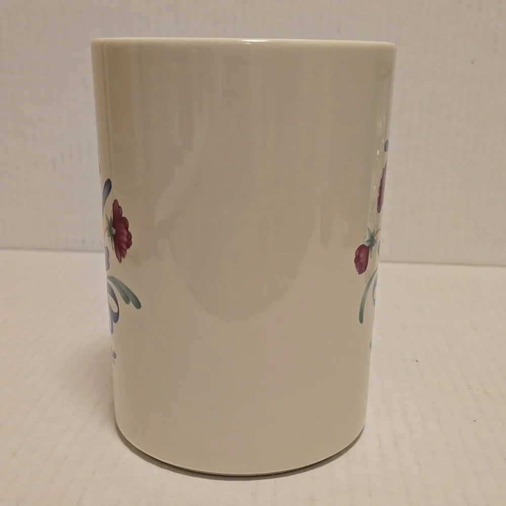 Beautiful Lenox Floral Ceramic Mug with Blue Ribbon Design